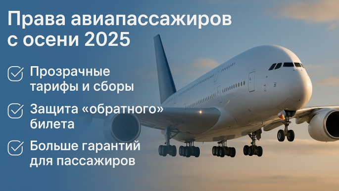 ✈️ Права авиапассажиров с осени 2025: новые правила тарифов, сборов и «обратного» билета