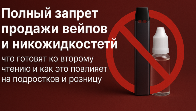 Полный запрет продажи вейпов и никожидкостей: что готовят ко второму чтению и как это повлияет на подростков и розницу