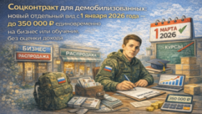 Соцконтракт для демобилизованных: новый отдельный вид с 1 января 2026 года — до 350 000 ₽ единовременно на бизнес или обучение, без оценки дохода